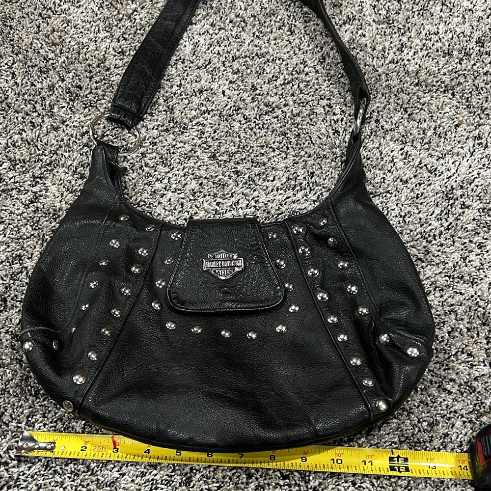 Harley-Davidson Vintage Black Studded Hobo Shoulder Bag
